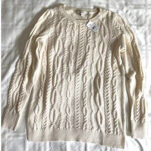 NWT Ann Taylor Loft Cable Knit Sweater Ivory Neutral Women's XS NEW Soft Chunky